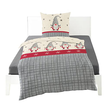 Bierbaum Bettwäsche 3743, Feinbiber, 100% Baumwolle, Designed in Germany, grau 10, 135 x 200 + 80 x 80 cm im Sale